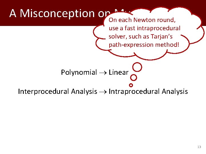 A Misconception on My Part On each Newton round, use a fast intraprocedural solver,