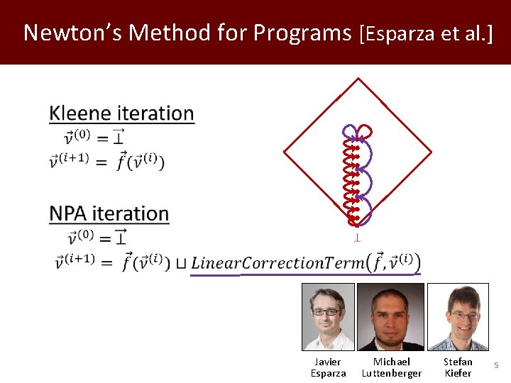 Newton’s Method for Programs [Esparza et al. ] Javier Esparza Michael Luttenberger Stefan Kiefer