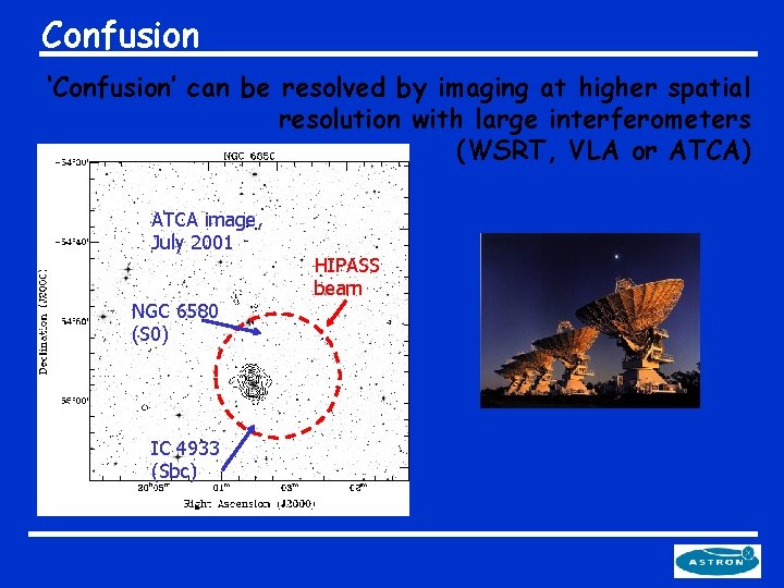 Confusion ‘Confusion’ can be resolved by imaging at higher spatial resolution with large interferometers