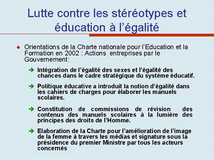 Lutte contre les stéréotypes et éducation à l’égalité ● Orientations de la Charte nationale