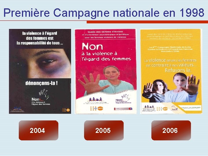 Première Campagne nationale en 1998 2004 2005 2006 