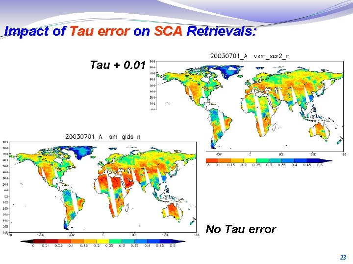 Impact of Tau error on SCA Retrievals: Tau + 0. 01 No Tau error