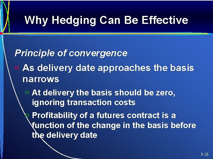 Why Hedging Can Be Effective Principle of convergence ù As delivery date approaches the