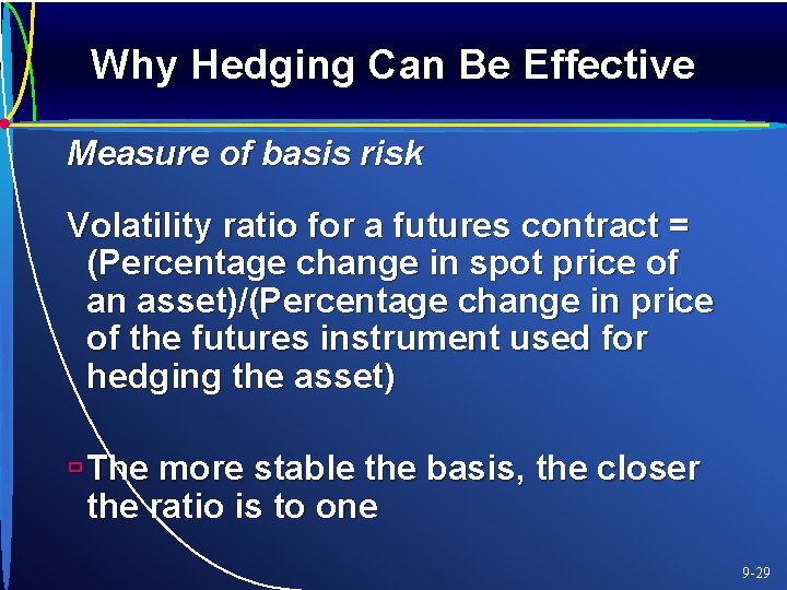 Why Hedging Can Be Effective Measure of basis risk Volatility ratio for a futures