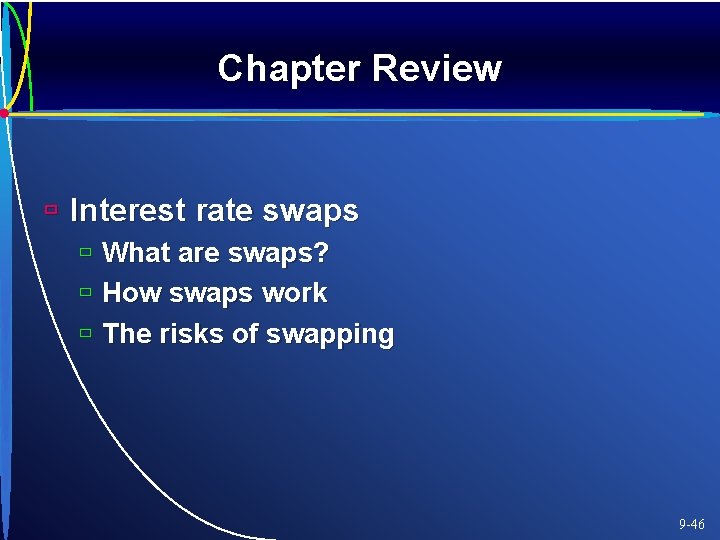 Chapter Review ù Interest rate swaps ù What are swaps? ù How swaps work