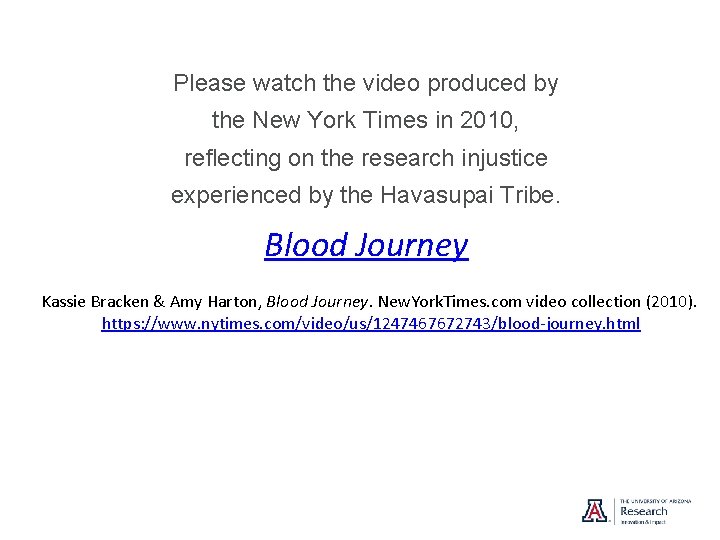 Please watch the video produced by the New York Times in 2010, reflecting on