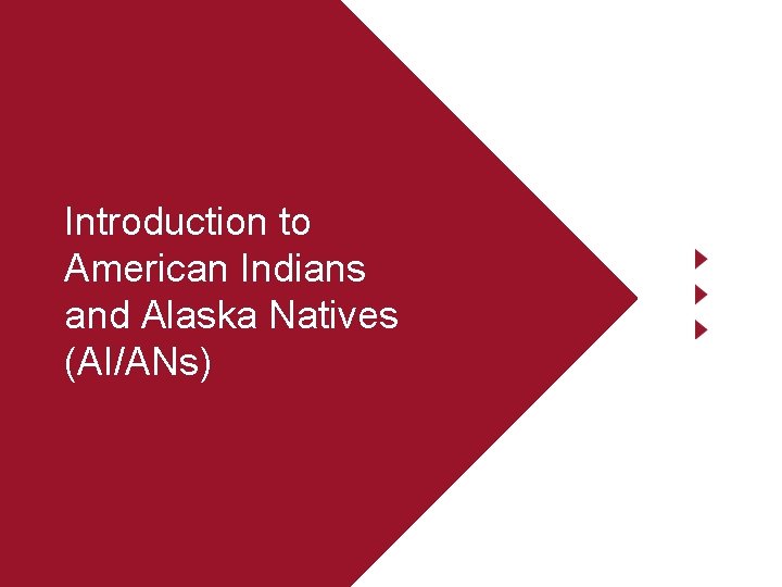 Introduction to American Indians and Alaska Natives (AI/ANs) 