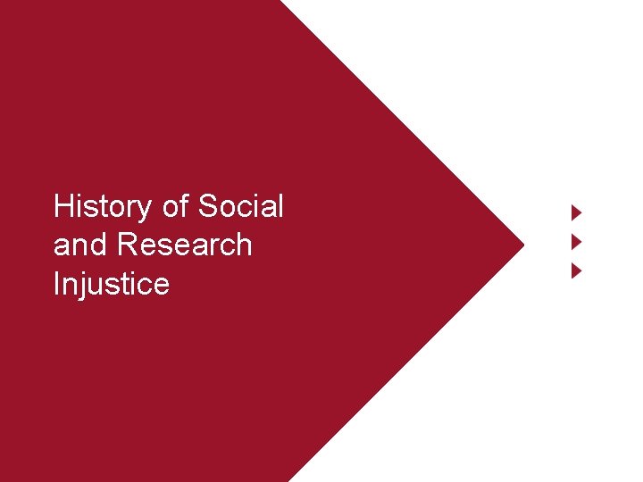 History of Social and Research Injustice 