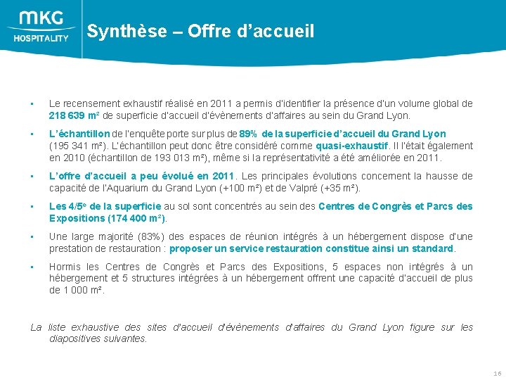 Synthèse – Offre d’accueil • Le recensement exhaustif réalisé en 2011 a permis d’identifier