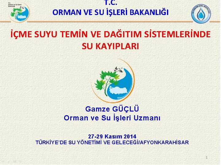 T. C. ORMAN VE SU İŞLERİ BAKANLIĞI İÇME SUYU TEMİN VE DAĞITIM SİSTEMLERİNDE SU