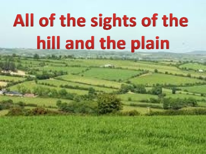 All of the sights of the hill and the plain 