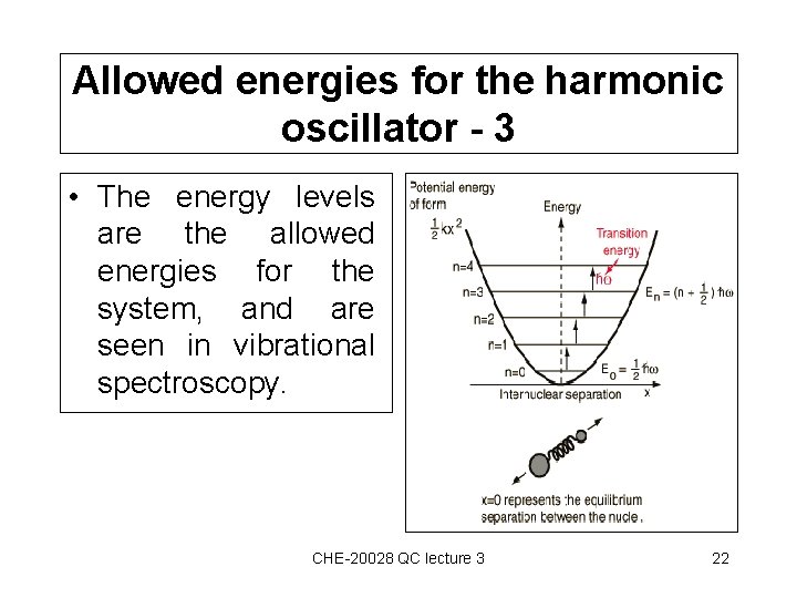 Allowed energies for the harmonic oscillator - 3 • The energy levels are the