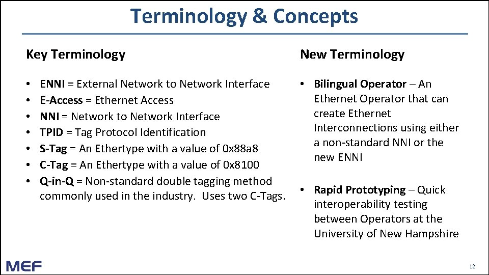 Terminology & Concepts Key Terminology • • ENNI = External Network to Network Interface Terminology & Concepts Key Terminology • • ENNI = External Network to Network Interface