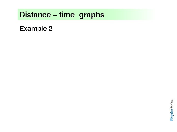Distance – time graphs Example 2 
