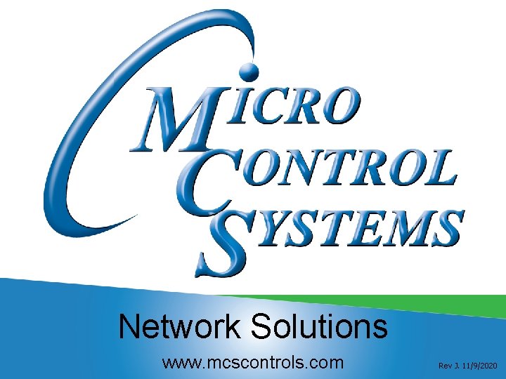 Network Solutions www. mcscontrols. com Rev J. 11/9/2020 