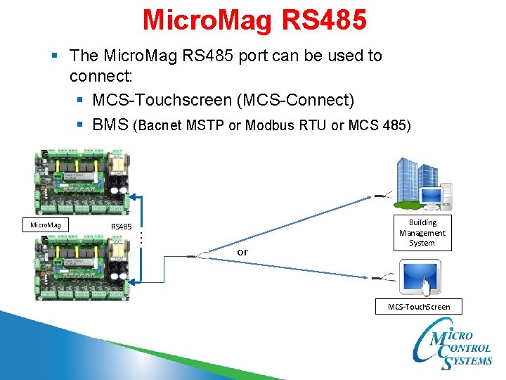 Micro. Mag RS 485 § The Micro. Mag RS 485 port can be used