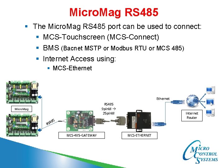 Micro. Mag RS 485 § The Micro. Mag RS 485 port can be used