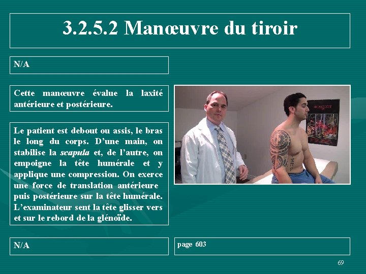 3. 2. 5. 2 Manœuvre du tiroir N/A Cette manœuvre évalue la laxité antérieure