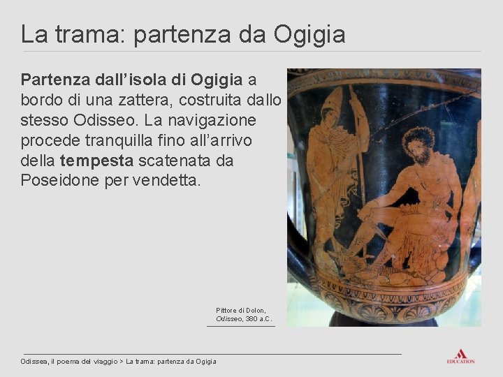 La trama: partenza da Ogigia Partenza dall’isola di Ogigia a bordo di una zattera,