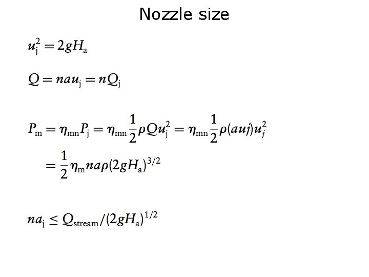 Nozzle size 