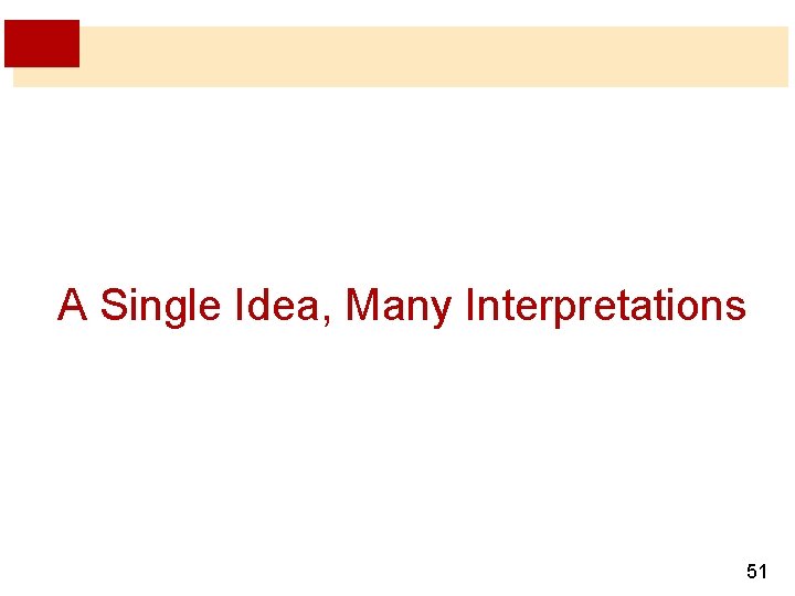 A Single Idea, Many Interpretations 51 A Single Idea, Many Interpretations 51