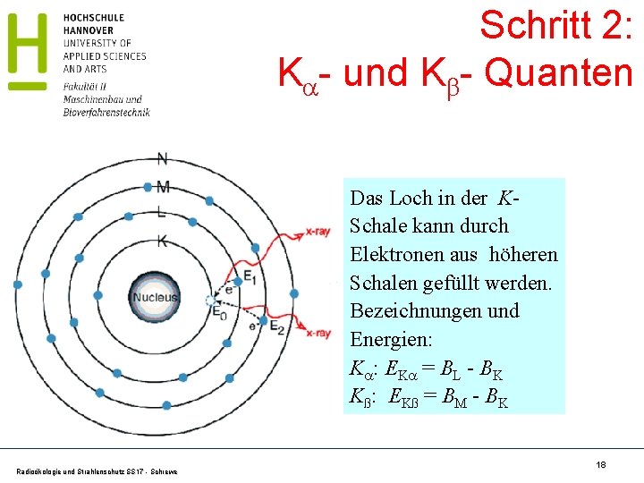 Schritt 2: K - und K - Quanten q Radioökologie und Strahlenschutz SS 17