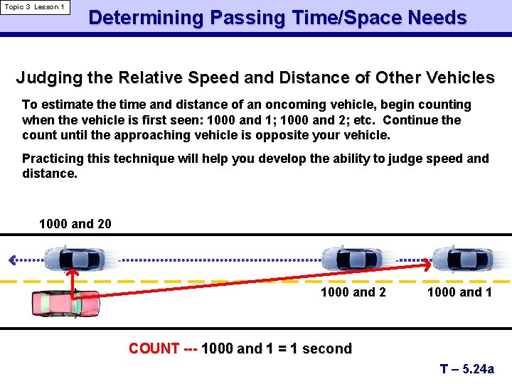 Topic 3 Lesson 1 Determining Passing Time/Space Needs Judging the Relative Speed and Distance