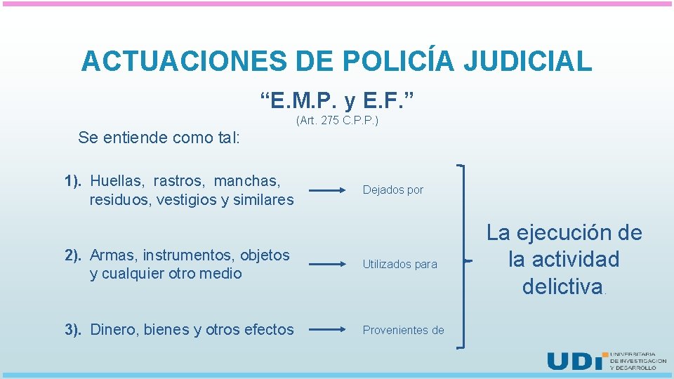ACTUACIONES DE POLICÍA JUDICIAL “E. M. P. y E. F. ” (Art. 275 C.