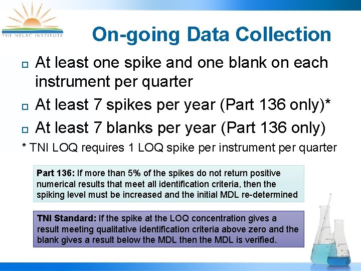 On-going Data Collection ¨ ¨ ¨ At least one spike and one blank on