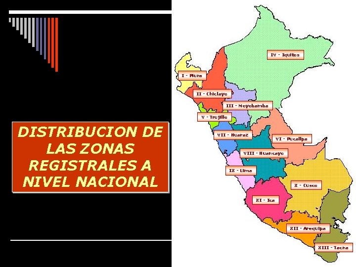 IV - Iquitos I - Piura II - Chiclayo III - Moyobamba V -