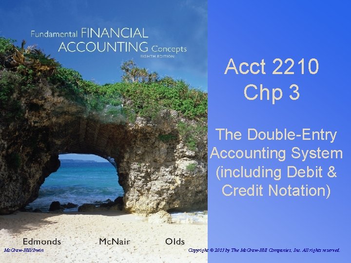 Acct 2210 Chp 3 The Double-Entry Accounting System (including Debit & Credit Notation) Mc.