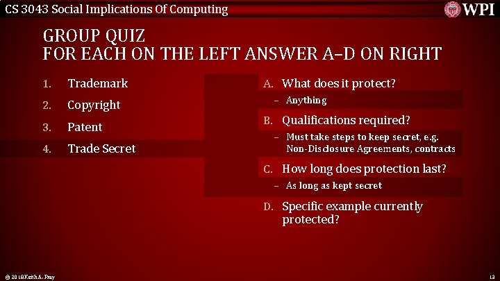 CS 3043 Social Implications Of Computing GROUP QUIZ FOR EACH ON THE LEFT ANSWER