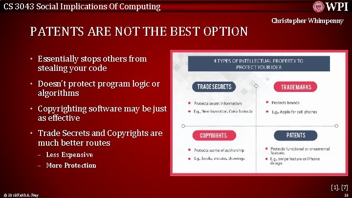 CS 3043 Social Implications Of Computing PATENTS ARE NOT THE BEST OPTION Christopher Whimpenny