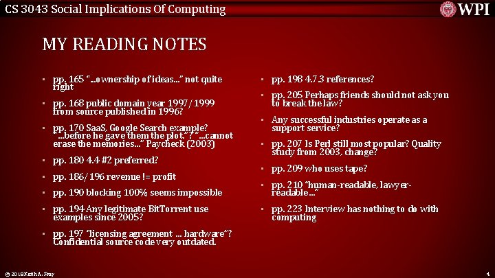 CS 3043 Social Implications Of Computing MY READING NOTES • pp. 165 “. .