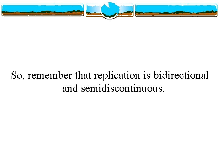 So, remember that replication is bidirectional and semidiscontinuous. 