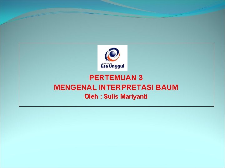 PERTEMUAN 3 MENGENAL INTERPRETASI BAUM Oleh : Sulis Mariyanti 