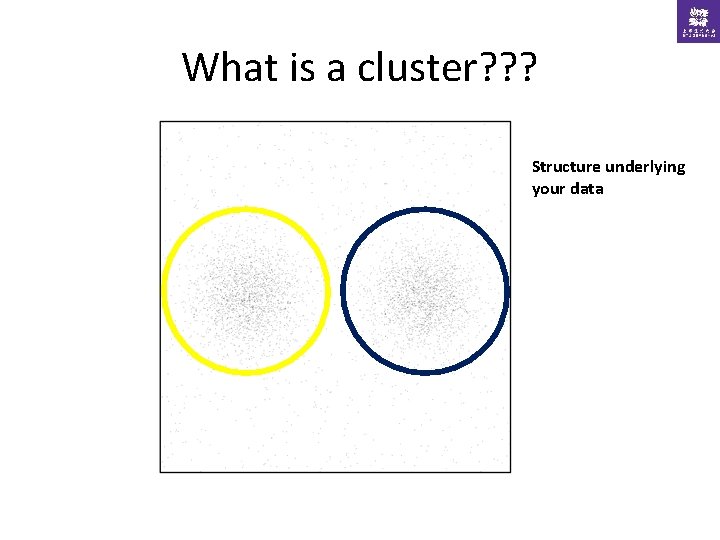 What is a cluster? ? ? Structure underlying your data 