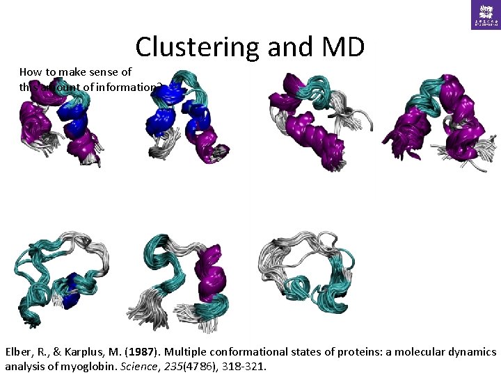 Clustering and MD How to make sense of this amount of information? Elber, R.