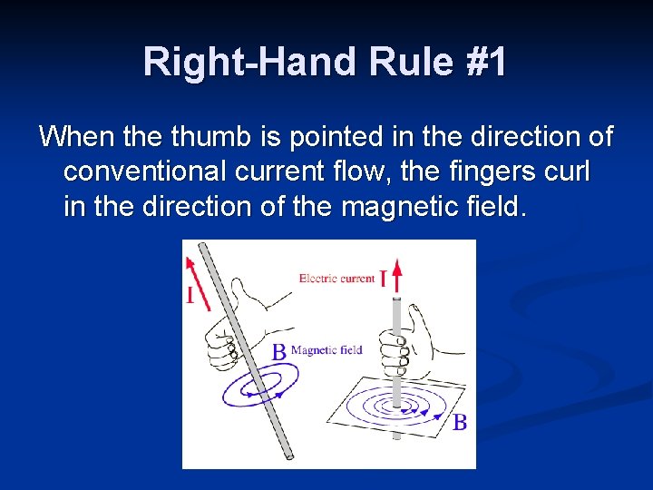 Right-Hand Rule #1 When the thumb is pointed in the direction of conventional current