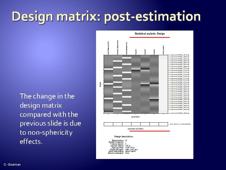 Design matrix: post-estimation The change in the design matrix compared with the previous slide