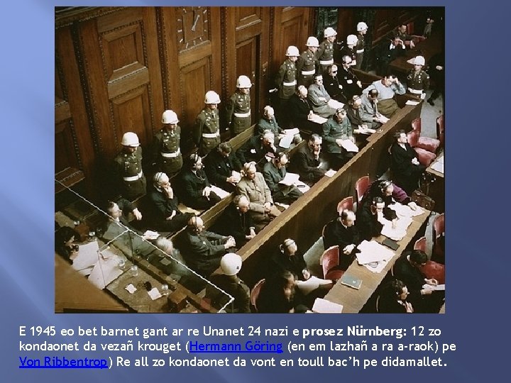 E 1945 eo bet barnet gant ar re Unanet 24 nazi e prosez Nürnberg: