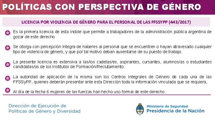 POLÍTICAS CON PERSPECTIVA DE GÉNERO LICENCIA POR VIOLENCIA DE GÉNERO PARA EL PERSONAL DE
