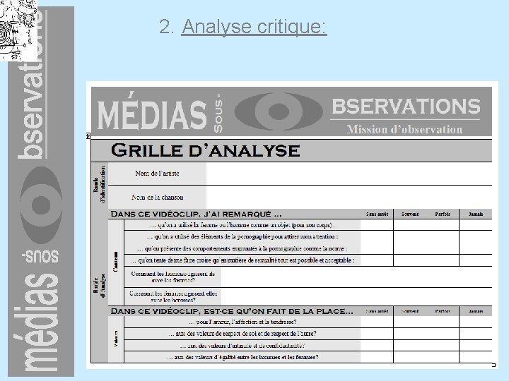 2. Analyse critique: 