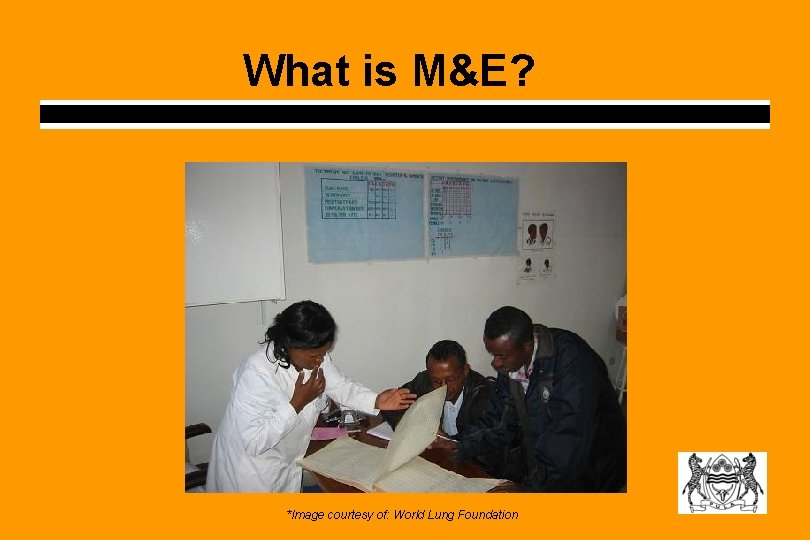 What is M&E? *Image courtesy of: World Lung Foundation What is M&E? *Image courtesy of: World Lung Foundation