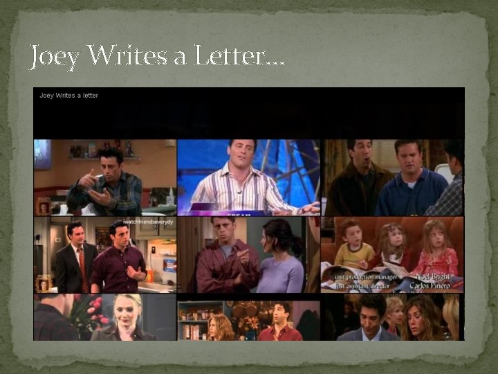 Joey Writes a Letter… 