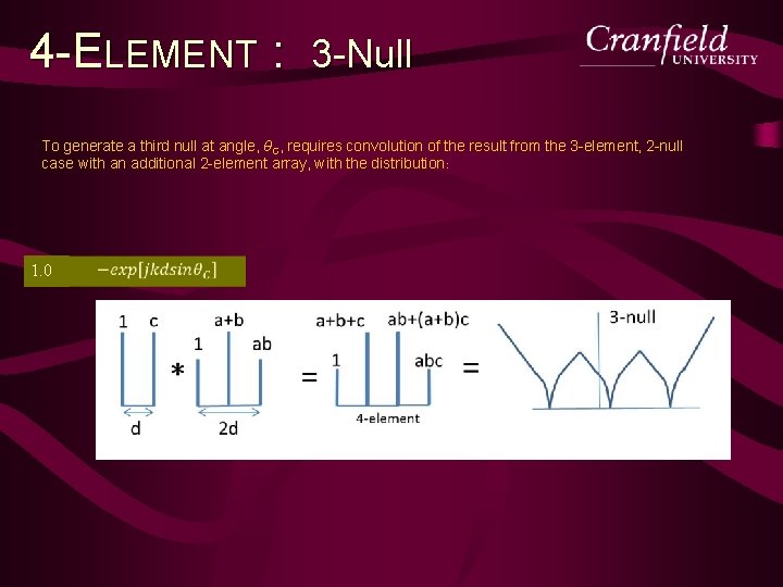 4 -ELEMENT : 3 -Null To generate a third null at angle, θC, requires