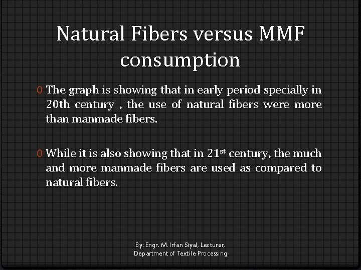 Natural Fibers versus MMF consumption 0 The graph is showing that in early period