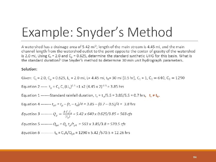 Example: Snyder’s Method 64 