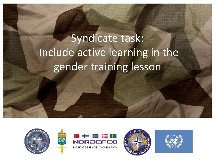 Syndicate task: Include active learning in the gender training lesson 