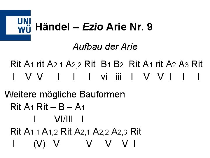 Händel – Ezio Arie Nr. 9 Aufbau der Arie Rit A 1 rit A